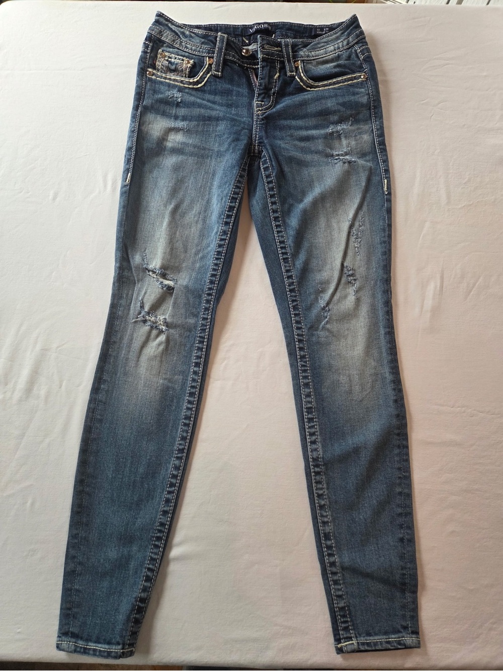 Vigoss Women's Medium Blue Distressed Skinny Jeans - 2